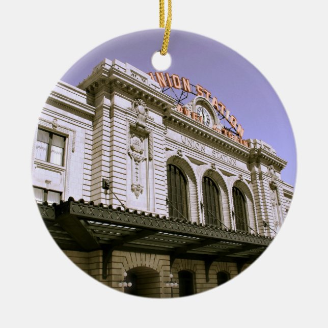 Famous train station building ceramic ornament (Front)