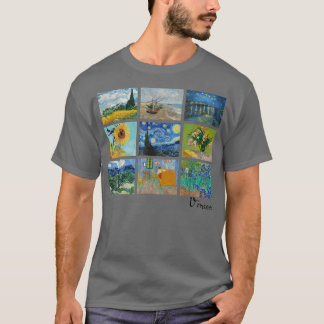 Famous Van Gogh Paintings Sunflowers Starry Night  T-Shirt