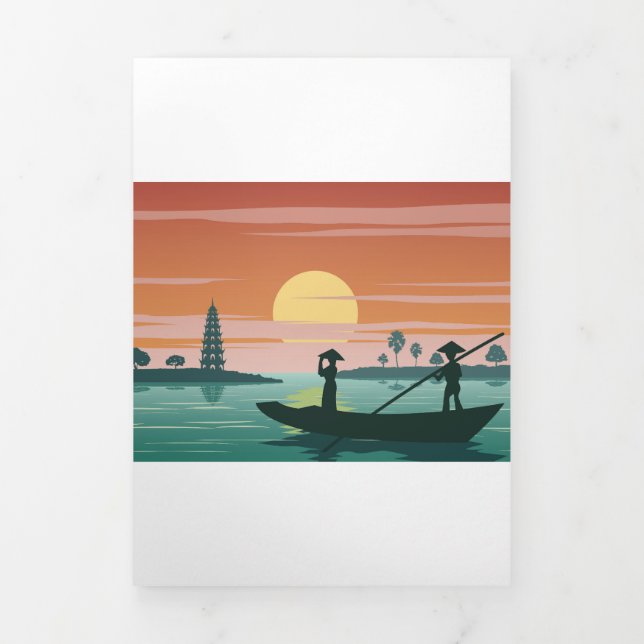 Famous Vietnam pagoda Tri-Fold Holiday Card (Cover)
