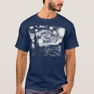 Famous Vintage Art Starry Night by Van Gogh Stylis T-Shirt