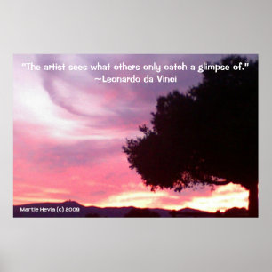 Famous Words: Tree - da Vinci - Poster