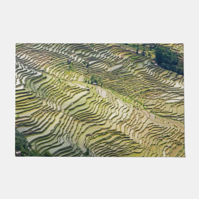 Famous yuanyang Rice Terraces - Yunnan, China Doormat (Front)