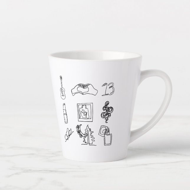 Fan Art Taylor Albums Ligne Dessin Latte Mug (Droite)
