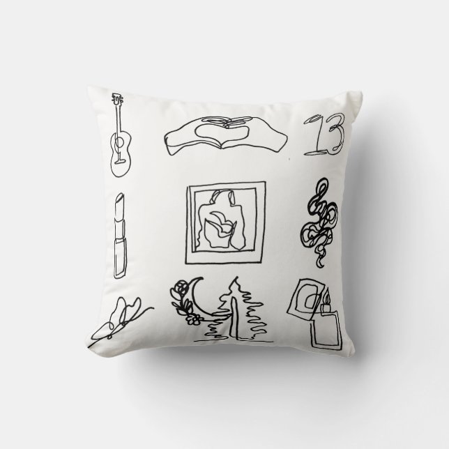 Fan Art Taylor Eras Line Drawing Throw Pillow (Front)