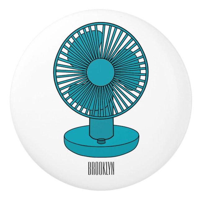 Fan cartoon illustration  ceramic knob (Front)