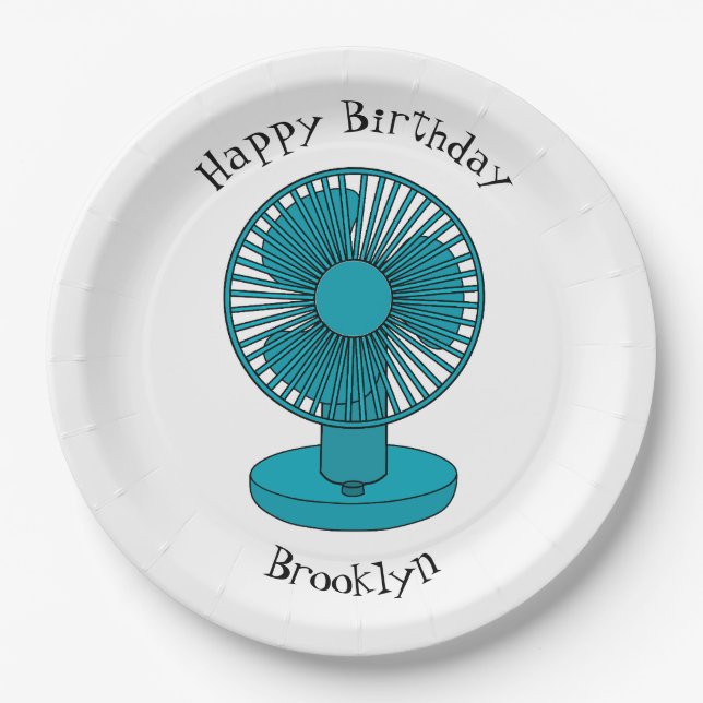 Fan cartoon illustration paper plate (Front)