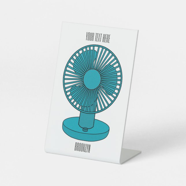 Fan cartoon illustration  pedestal sign (Front)