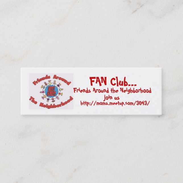 FAN Club Calling Cards - Customized (Front)