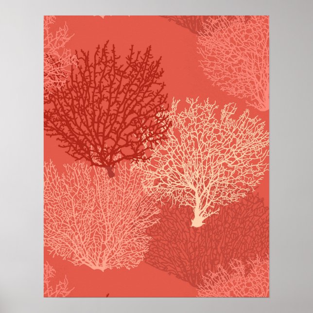 Fan Coral Print, Shades of Coral Orange Poster (Front)