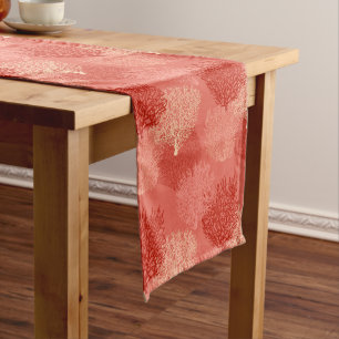 Fan Coral Print, Shades of Coral Orange Short Table Runner