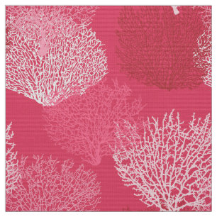 Fan Coral Print, Shades of Coral Pink Fabric