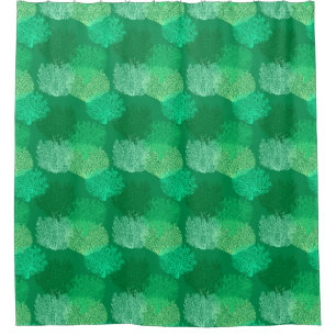 Fan Coral Print, Shades of Jade Green Shower Cu