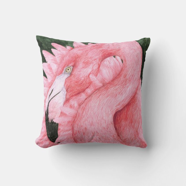 Fan Dancer - Pink Flamingo Throw Pillow (Front)