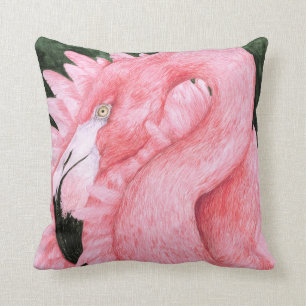 Fan Dancer - Pink Flamingo Throw Pillow