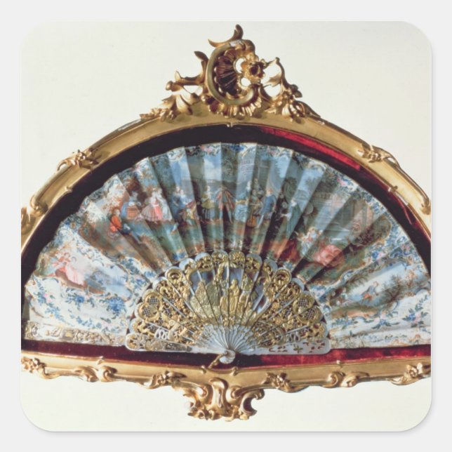 Fan, decorated with a scene of a fete square sticker (Front)