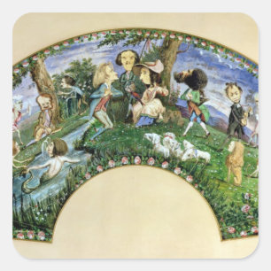 Fan depicting George Sand and her friends Square Sticker