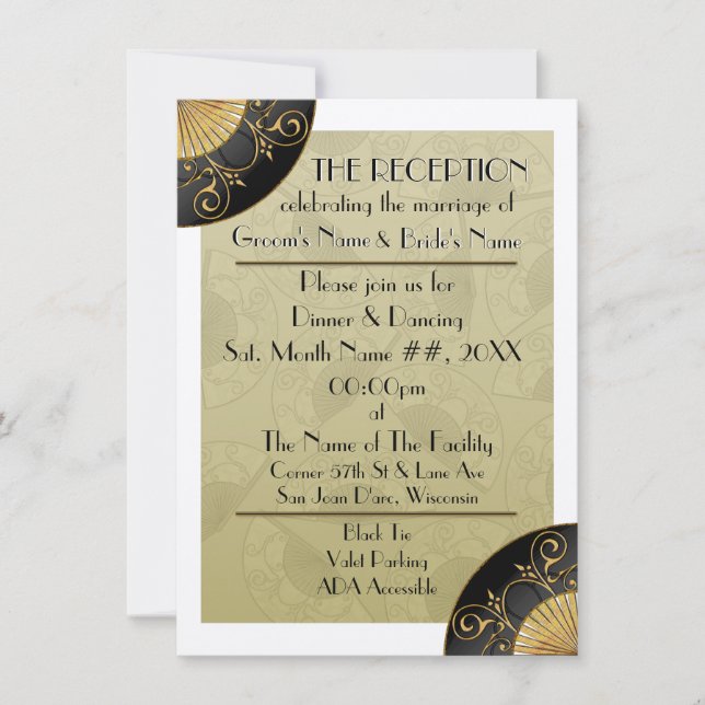 Fan Elegant (Moss) - Personalized Reception Invite (Front)