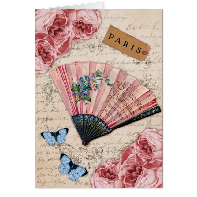 Fan française rose vintage (Devant)