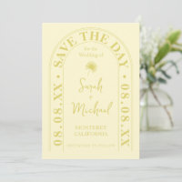 Fan Palm Leaf Tropical Bright Summer Save The Date