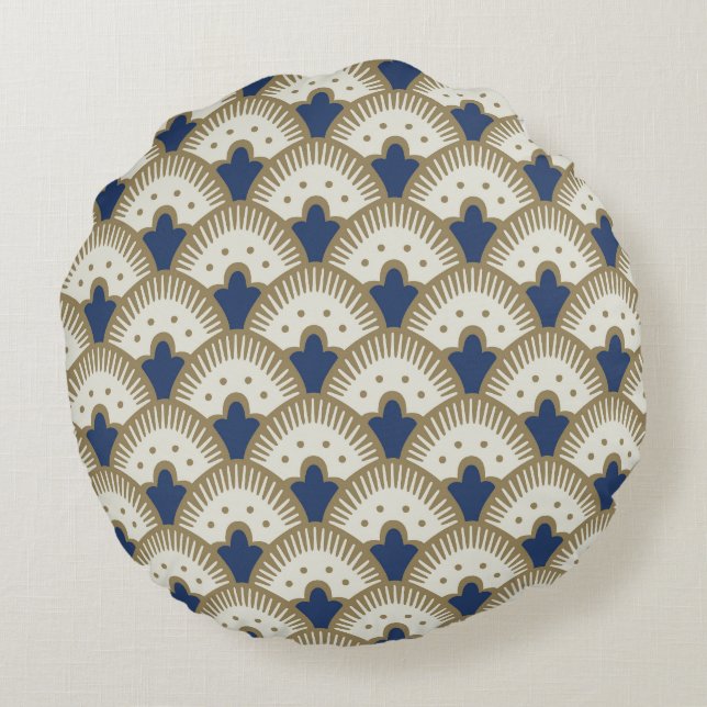 Fan Pattern Round Pillow (Back)