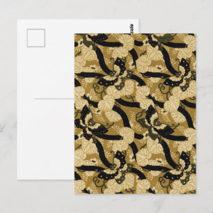 Fan pattern with butterfly Japanese Ornamental Art Postcard