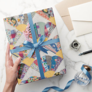 Fan quilt with yellow  wrapping paper