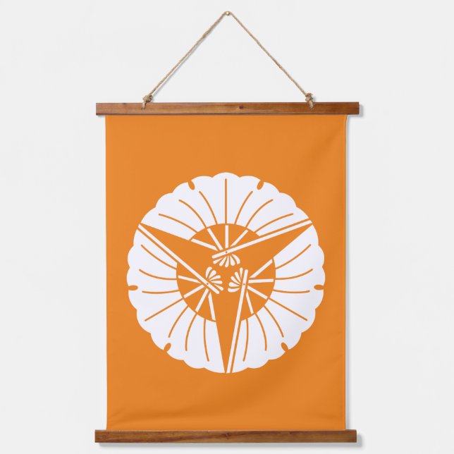 Fan-shaped three ginkgo leaves hanging tapestry (Front)