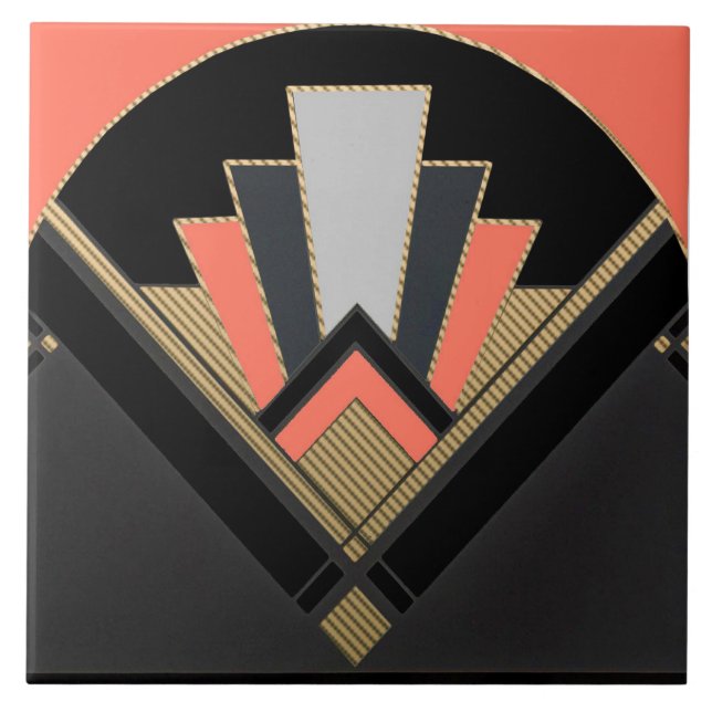 Fan Style Art Deco Peach Tile (Front)