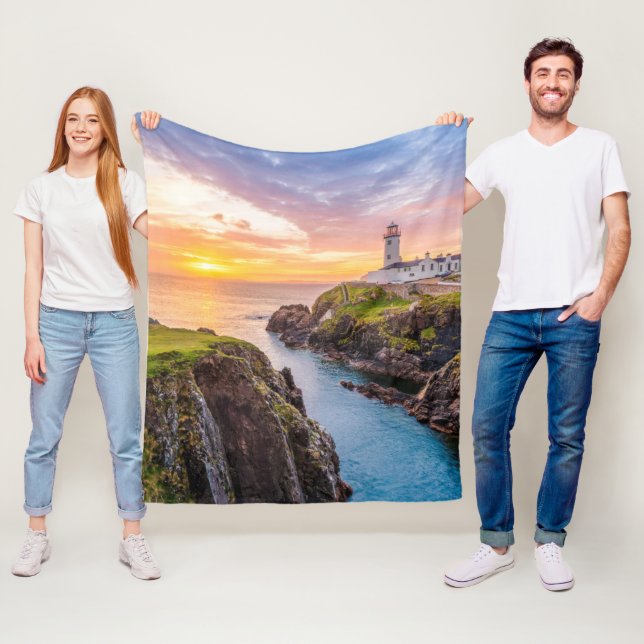 Fanad Head Lighthouse Co. | Donegal Ireland Fleece Blanket (In Situ)