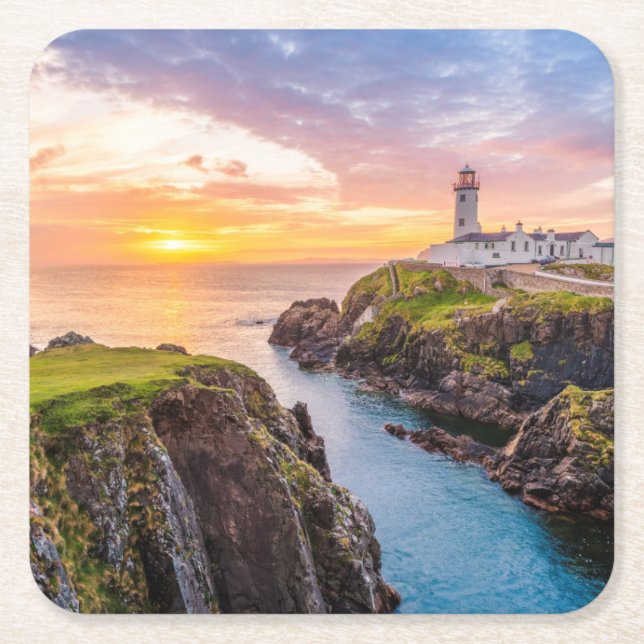 Fanad Head Lighthouse Co. | Donegal Ireland Square Paper Coaster (Front)
