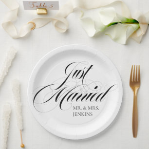 Fanciest Just Married Reception  Paper Plate