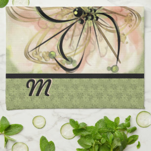 Fanciful Flower Monogrammed (Tea Towel) Kitchen Towel