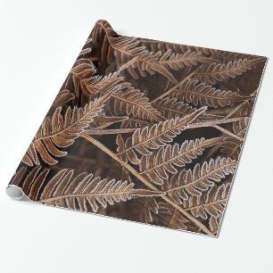 Fanciful Frostbitten Brown Ferns Wrapping Paper