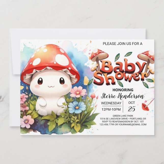 Fanciful Fungi Adventure Baby Shower Invitation (Front)