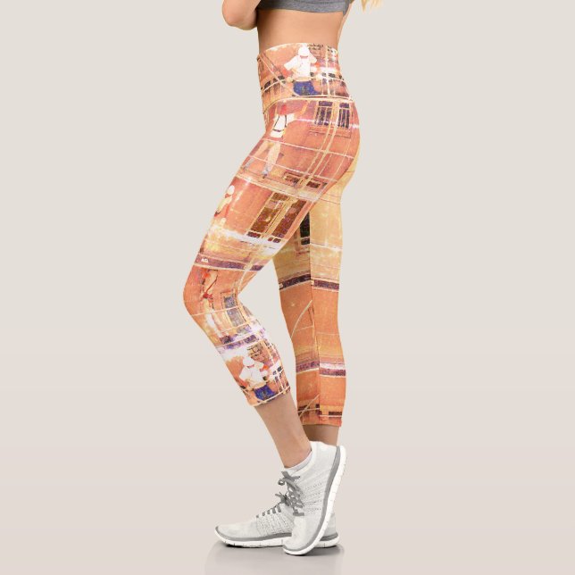 Fanciful Men On Scaffolding Capri Leggings (Left)