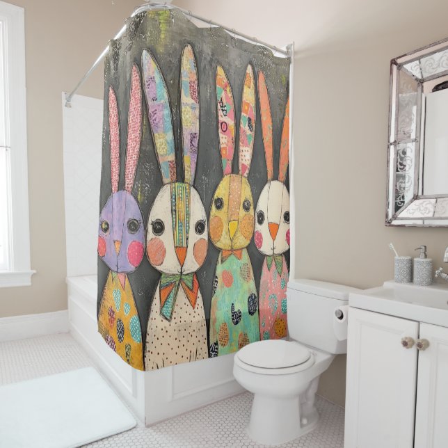 Fanciful Patchwork Easter Bunny Rabbits (In Situ)