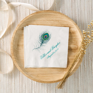 Fanciful Peacock Feather Wedding Napkin