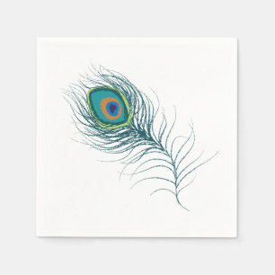 Fanciful Peacock Feather   Wedding Napkin