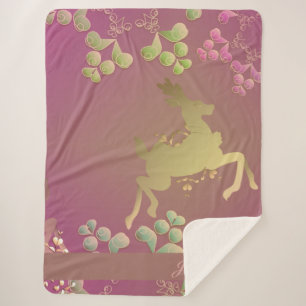 Fanciful Reindeer Snowflake Sherpa Blanket