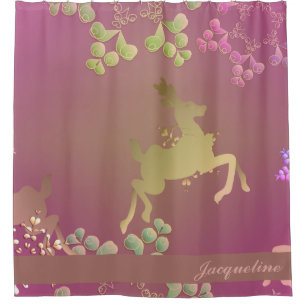 Fanciful Reindeer Snowflake Shower Curtain