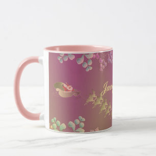 Fanciful Santa's Reindeer & Snowflakes Purple Mug