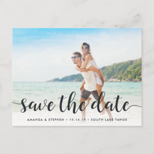 Fanciful Script   Photo Save the Date Announcement Postcard