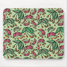 Fanciful Seed Pods Pink & Green Mousepad