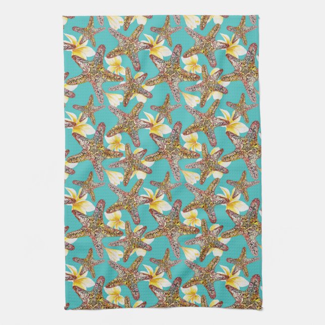 Fanciful Starfish Pattern Kitchen Towel (Vertical)
