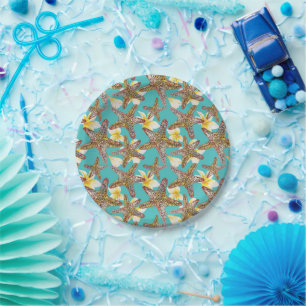 Fanciful Starfish Pattern Paper Plate