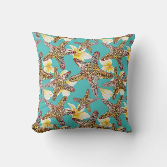 Fanciful Starfish Pattern Throw Pillow (Front)