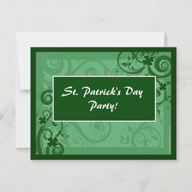 Fanciful Swirls St Patrick's Day Party Invitations (Front)