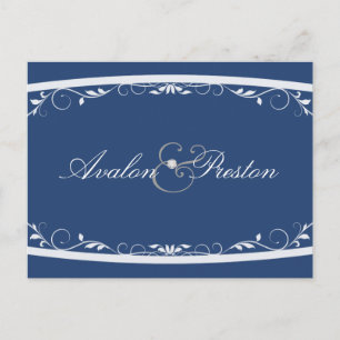 Fancilful Floral Blue Save The Date Postcard