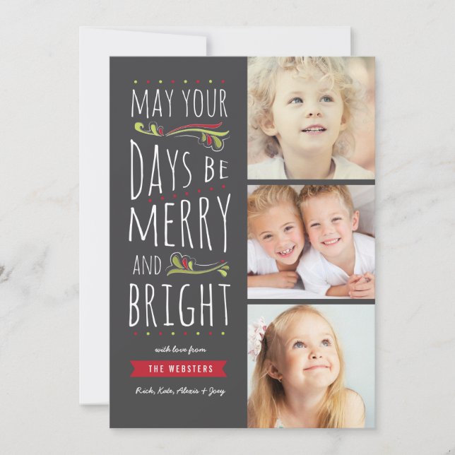 Fancity Merry & Bright 3 Photo Carte de Noël (Devant)