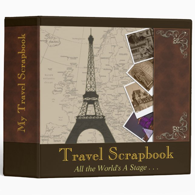 Fancy 2 Inch Binder Travel Scrapbook Organizer (Front/Spine)